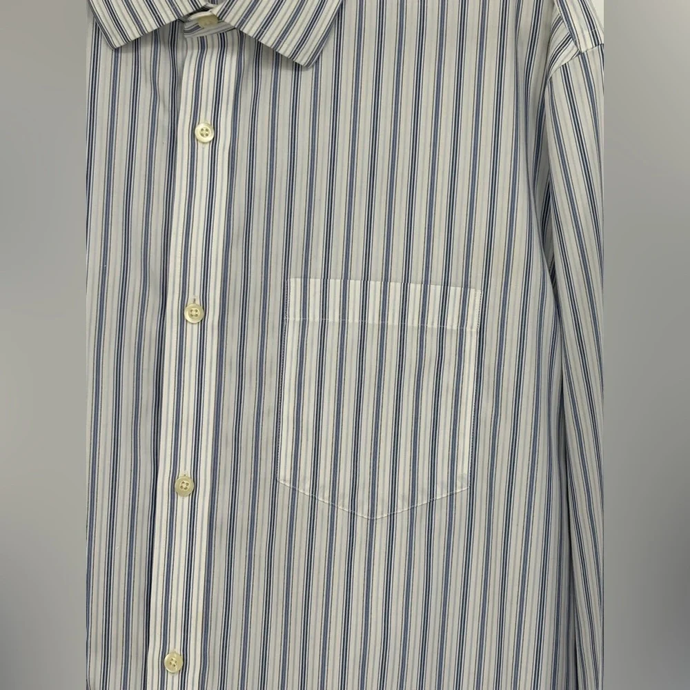 BANANA REPUBLIC Shirt Non-Iron Classic Fit Blue Striped Mens XL (17-17 1/2)